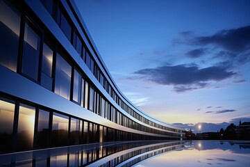 Glass facade of a modern office building.