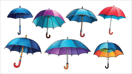 set of colorful umbrellas