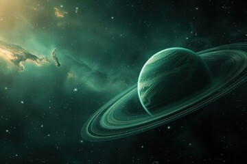Planets with ring systems in space Science fiction.