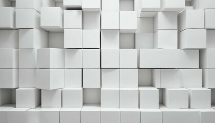 White 3D cube pattern wall. Block futuristic design