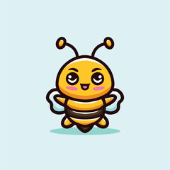 Cute Bee Cartoon Mascot Animal Vector Logo Design illustration