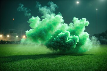 Background green grass smoke cloud fart soccer night field dust poison potion floating sport transparent dirty - obrazy, fototapety, plakaty