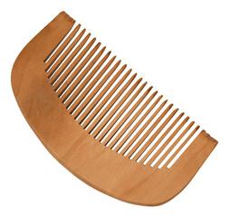 Traditional natural wooden hair comb isolated