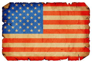 Fototapeta premium American flag on old vintage paper scroll