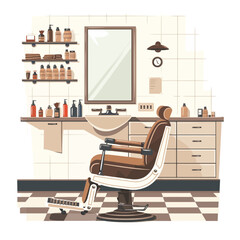 Male Barbershop interior Design Illustration