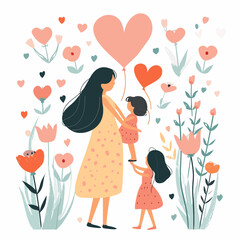 Children and mother during mother's day