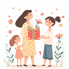 Children and mother during mother's day