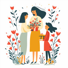 Children and mother during mother's day