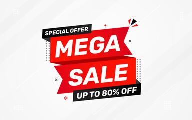 Mega sale banner template design for web or social media, Modern sale poster. discount sale banner composition with flat abstract background template vector Illustration.