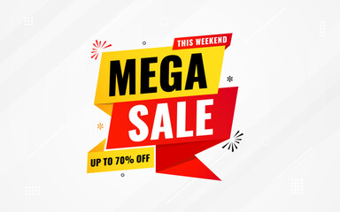 Mega sale banner template design for web or social media, Modern sale poster. discount sale banner composition with flat abstract background template vector Illustration.
