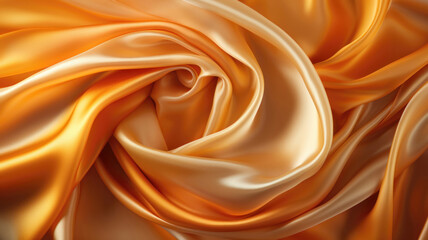 Obraz premium Abstract gold wavy fabric satin silk background. Beautiful Yellow background cloth with drapery and wavy folds