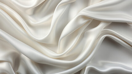 Obraz premium Abstract white luxurious wavy fabric satin silk background. Beautiful background luxury cloth with drapery and wavy folds