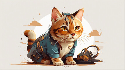 Spear the cat, cartoon style. AI generative