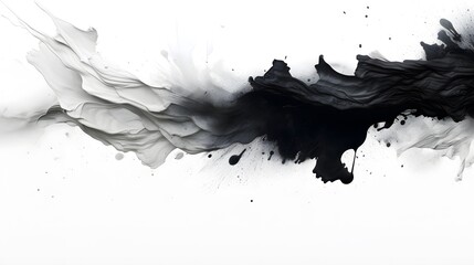 a black and white abstract painting on a white background