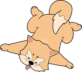 cute orange dog with a fluffy tail cartoon