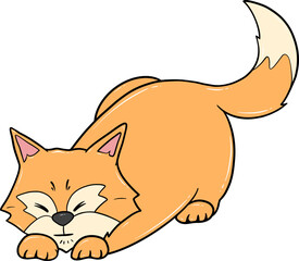 cute orange dog with a fluffy tail cartoon