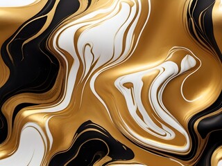 Obraz premium An abstract blend of gold and black marble serves as the backdrop for artistic expression, with patterns reminiscent of ink textures and watercolor strokes. White fluidity merges seamlessly, creating 