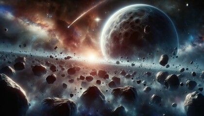 Obraz na płótnie Canvas Asteroid Viewpoint: Cosmic Convergence