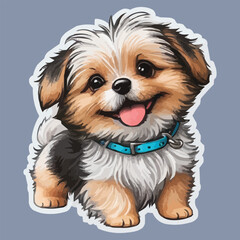 Happy Dog Sticker Vector Design. AI Generated