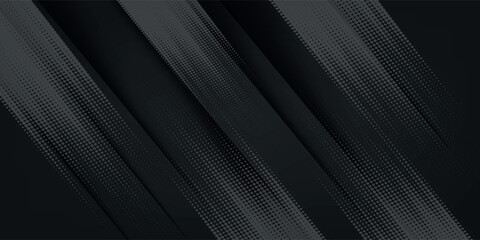 Obraz premium Abstract dark grey and black background with cut layered 3d design and space for text