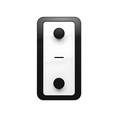 a black and white rectangular object with buttons and a black circle