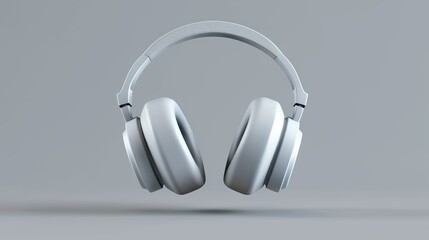 Fototapeta na wymiar a 3d illustration of a gray colored model of headphones.
