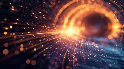 Obraz premium a bright light is coming out from a circle of lights, data tunnel