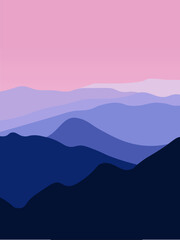 Mountain landscape vector illustration in a simple and elegant design. This illustra-tion is suitable for wall decor.