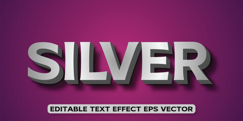 Silver gradient color editable 3d text effect eps vector
