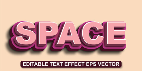 Space pink color editable 3d text effect eps vector
