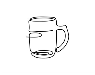 Simple Outline Of Glass Cup. Glassware In One Countinuous Line Art. Wine Glass Line Art.