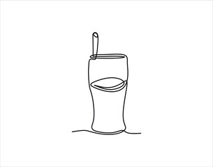 Simple Outline Of Glass Cup. Glassware In One Countinuous Line Art. Wine Glass Line Art.