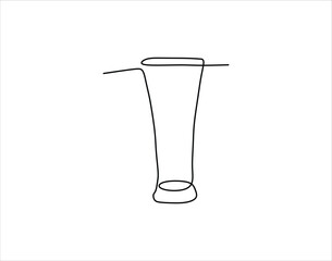 Simple Outline Of Glass Cup. Glassware In One Countinuous Line Art. Wine Glass Line Art.