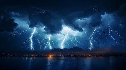 Illustration of lightning storm and thunder climate change