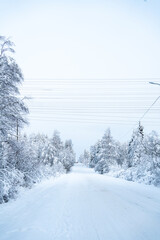 Winter time in snowy Rovaniemi Lapland, winterwonderland shortly before christmas season