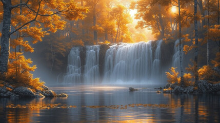 waterfall in autumn