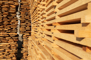 Boards. Sawmill production of wood material