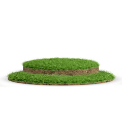 Realistic 3D Illustration of a Circular Landscape with Grass and Soil