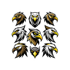 set of eagle head vector illustration