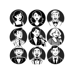 set of singer vector illustration