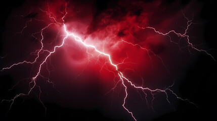 Roaring thunderstorm, shocking lightning shines in the dark sky