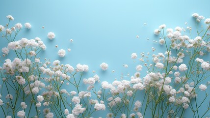 Fototapeta na wymiar Gypsophila Flowers on Pastel Spring Background