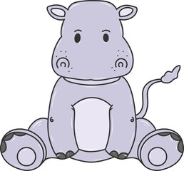 cute cartoon hippopotamus sitting