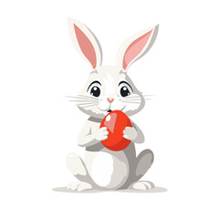 easter bunny with easter eggs vector illustration isolated white background, cut out or cutout