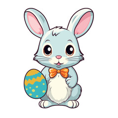 easter bunny with easter eggs vector illustration isolated white background, cut out or cutout