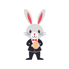 easter bunny with easter eggs vector illustration isolated white background, cut out or cutout