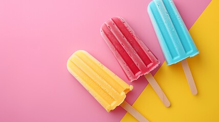 Ice Cream Sticks on Pastel Background for Summer

