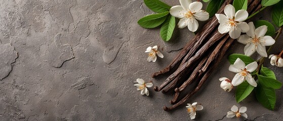 Vanilla Sticks and Flowers Cuisine Theme Background


