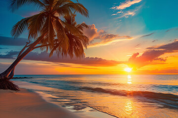 Tropical beach at sunset
