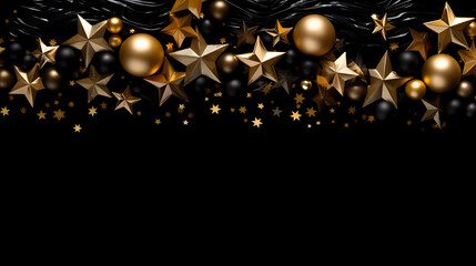 Fototapeta na wymiar Flat lay composition for festive background with festive decorations and stars